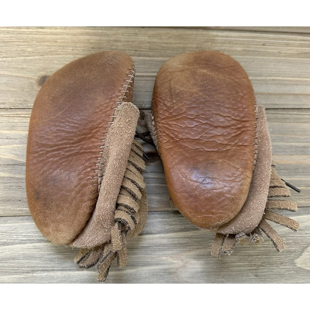 VTG Suede Baby Indian Moccasins Sz 7 Toddler